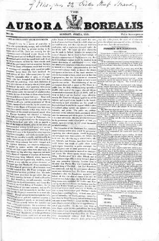 cover page of Aurora Borealis published on June 3, 1821