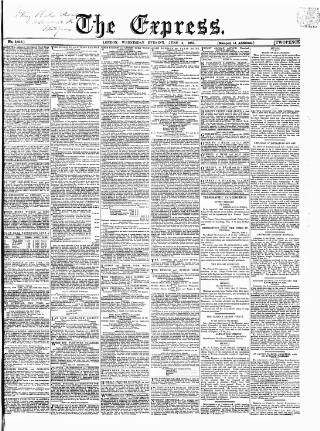 cover page of Express (London) published on June 3, 1863