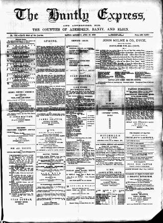cover page of Huntly Express published on April 26, 1890