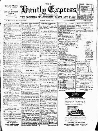 cover page of Huntly Express published on April 23, 1915