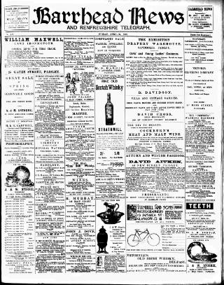 cover page of Barrhead News published on April 25, 1902
