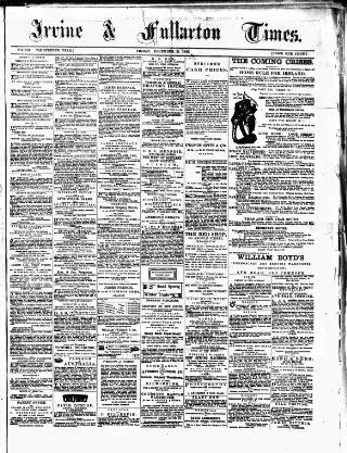 cover page of Irvine Times published on December 3, 1886