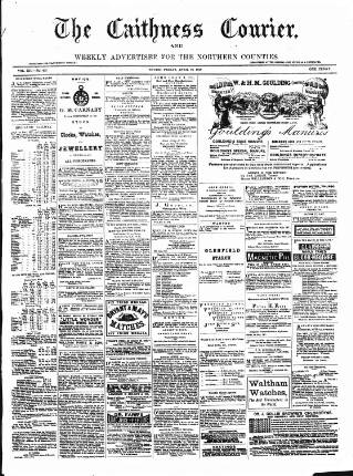 cover page of Caithness Courier published on April 19, 1878