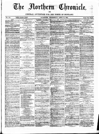 cover page of Northern Chronicle and General Advertiser for the North of Scotland published on April 24, 1889