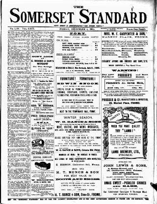 cover page of Somerset Standard published on December 4, 1914