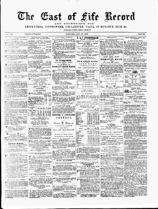 cover page of East of Fife Record published on April 26, 1878