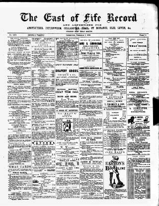 cover page of East of Fife Record published on December 3, 1886