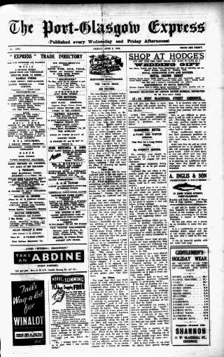cover page of Port-Glasgow Express published on June 2, 1939