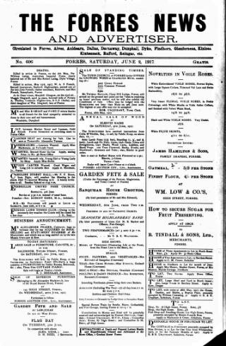 cover page of Forres News and Advertiser published on June 2, 1917