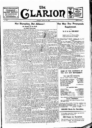 cover page of Clarion published on April 23, 1909