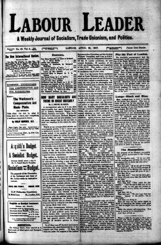 cover page of Labour Leader published on April 26, 1907