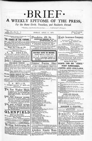 cover page of Brief published on April 25, 1879