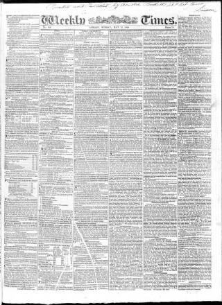 cover page of Weekly Times (London) published on May 25, 1828