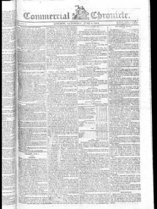 cover page of Commercial Chronicle (London) published on June 2, 1804