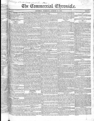 cover page of Commercial Chronicle (London) published on August 13, 1822