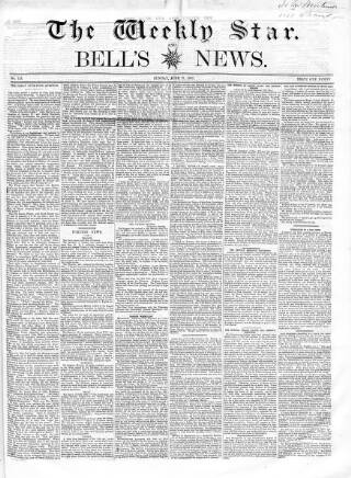 cover page of Weekly Star and Bell's News published on June 21, 1857
