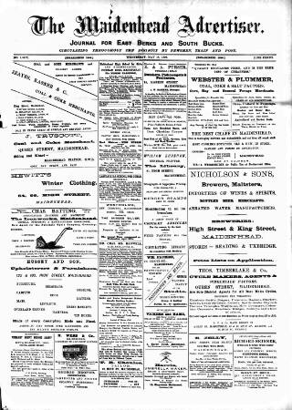 cover page of Maidenhead Advertiser published on May 18, 1898
