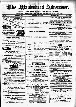 cover page of Maidenhead Advertiser published on December 5, 1906