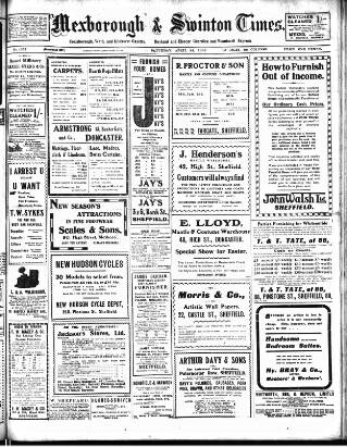 cover page of South Yorkshire Times and Mexborough & Swinton Times published on April 24, 1909