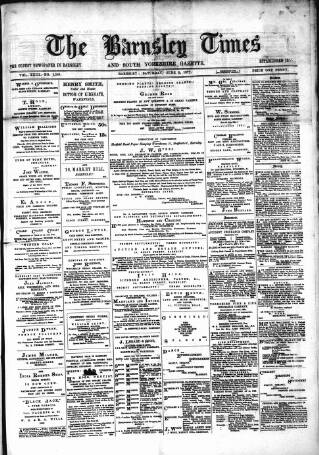 cover page of Barnsley Independent published on June 2, 1877