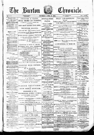 cover page of Burton Chronicle published on April 24, 1884