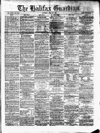 cover page of Halifax Guardian published on April 25, 1868