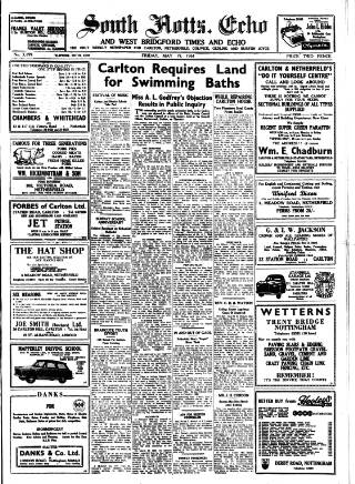 cover page of South Notts Echo published on May 19, 1961