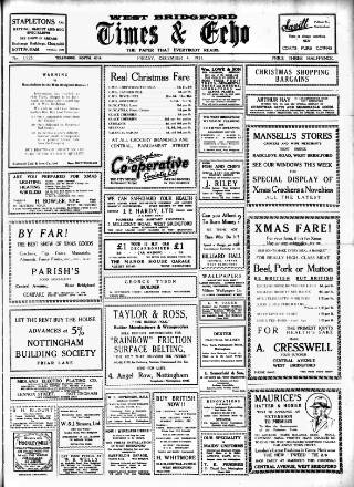 cover page of West Bridgford Times & Echo published on December 4, 1931