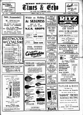 cover page of West Bridgford Times & Echo published on May 25, 1934