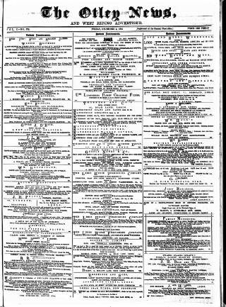 cover page of Otley News and West Riding Advertiser published on December 4, 1874