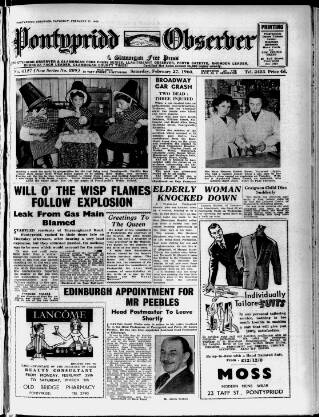 cover page of Pontypridd Observer published on February 27, 1960