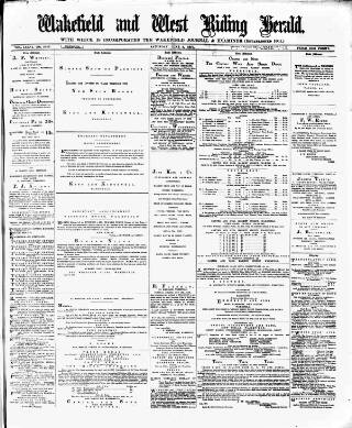 cover page of Wakefield and West Riding Herald published on June 2, 1877