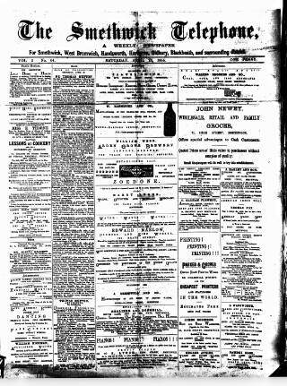 cover page of Smethwick Telephone published on April 25, 1885
