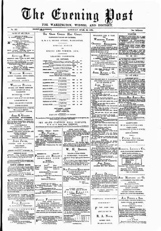 cover page of Warrington Evening Post published on April 26, 1879