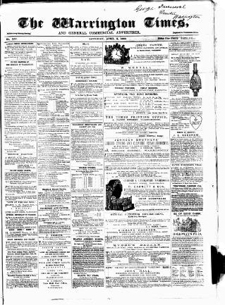 cover page of Warrington Times published on April 9, 1859