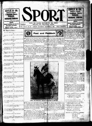 cover page of Sport (Dublin) published on December 4, 1920