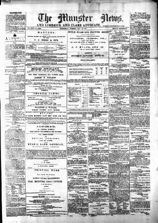 cover page of Munster News published on May 28, 1879