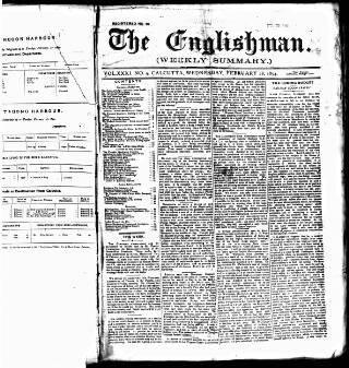 cover page of Englishman's Overland Mail published on February 28, 1894