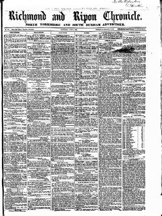 cover page of Richmond & Ripon Chronicle published on June 2, 1866