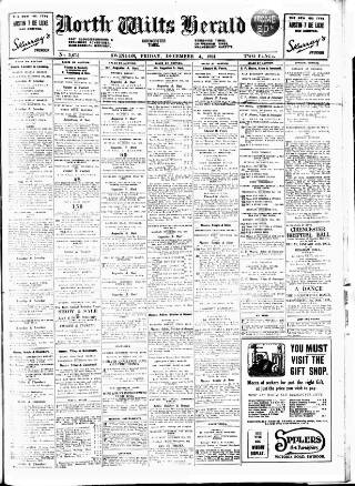 cover page of North Wilts Herald published on December 4, 1931