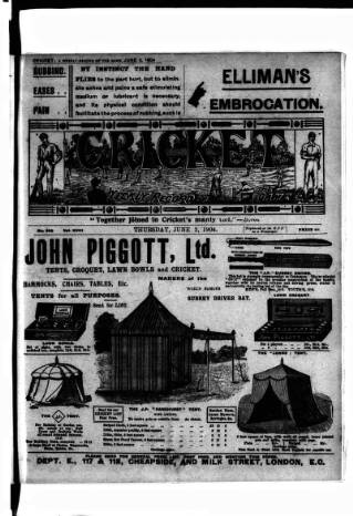 cover page of Cricket published on June 2, 1904