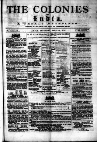 cover page of Colonies and India published on April 26, 1879