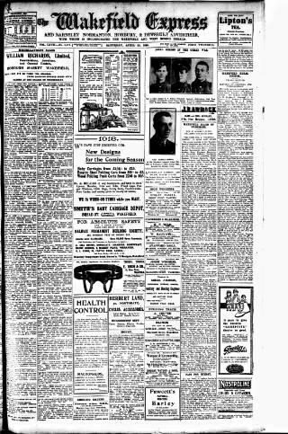 cover page of Wakefield Express published on April 20, 1918