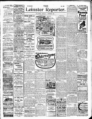 cover page of Leinster Reporter published on December 4, 1909