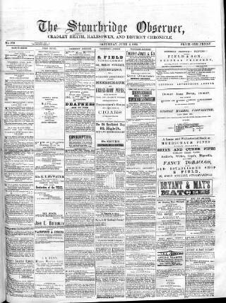 cover page of Cradley Heath & Stourbridge Observer published on June 2, 1883