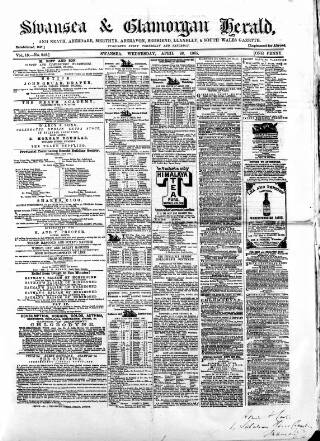 cover page of Swansea and Glamorgan Herald published on April 26, 1865