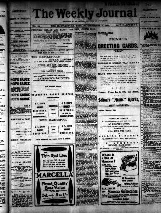 cover page of Weekly Journal (Hartlepool) published on December 5, 1902