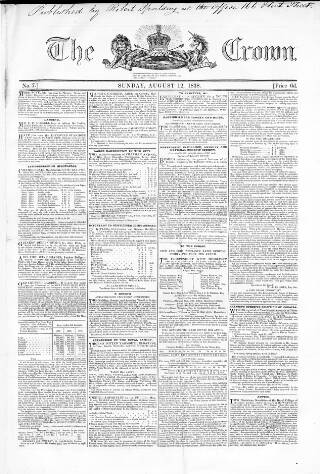cover page of Crown published on August 12, 1838