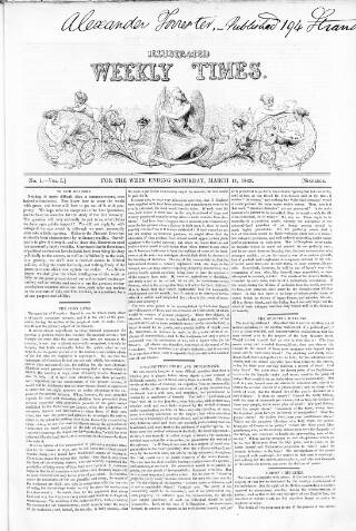 cover page of Illustrated Weekly Times published on March 11, 1843