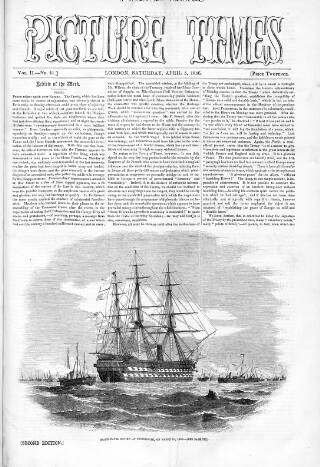 cover page of Picture Times published on April 5, 1856